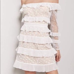 Forever 21 Lace Ruffle Tiered Polka Dot Dress